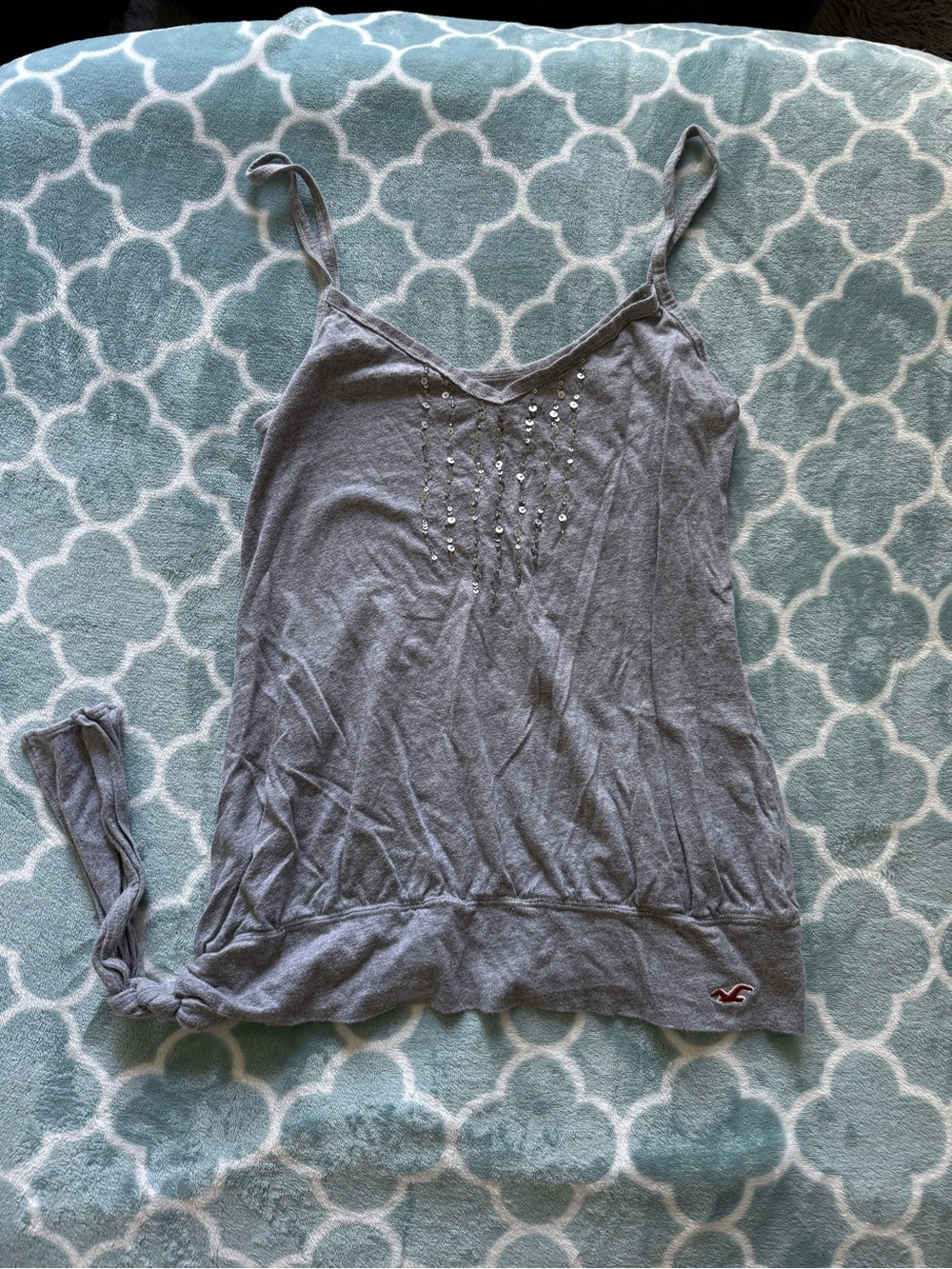 Vintage Hollister Light Gray Sequin-Embellished Spaghetti Strap Camisole